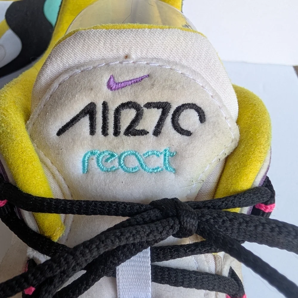 Nike Air Max 270 React — White/Purple/Yellow Men's Sneakers Size 11